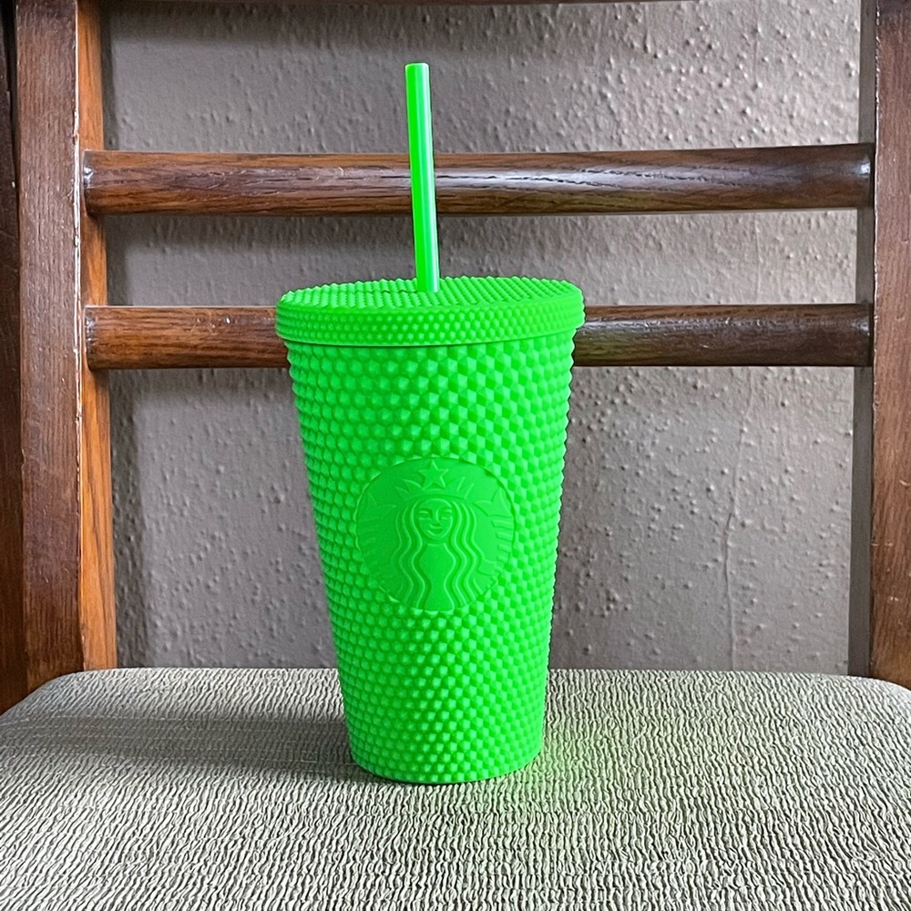 Starbucks neon green studded tumbler Halloween 2021